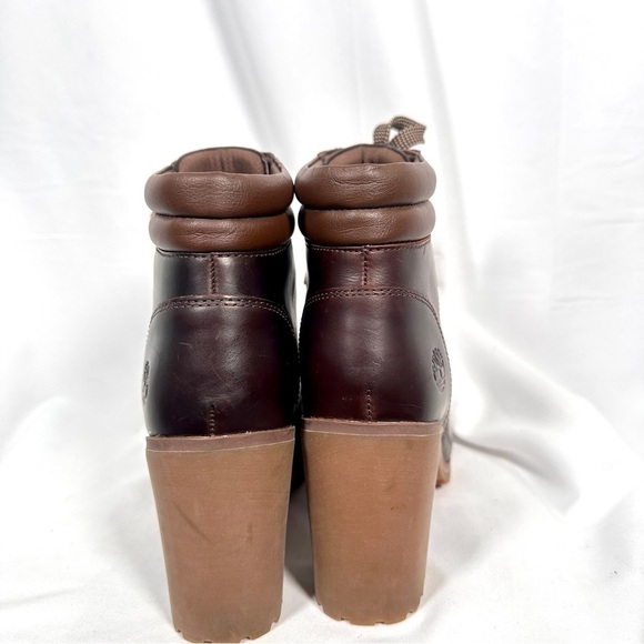 Timberland Allington Heeled Hiker Boots Leather Lug Sole Burgundy Oxblood W’s 8 - Picture 4 of 13